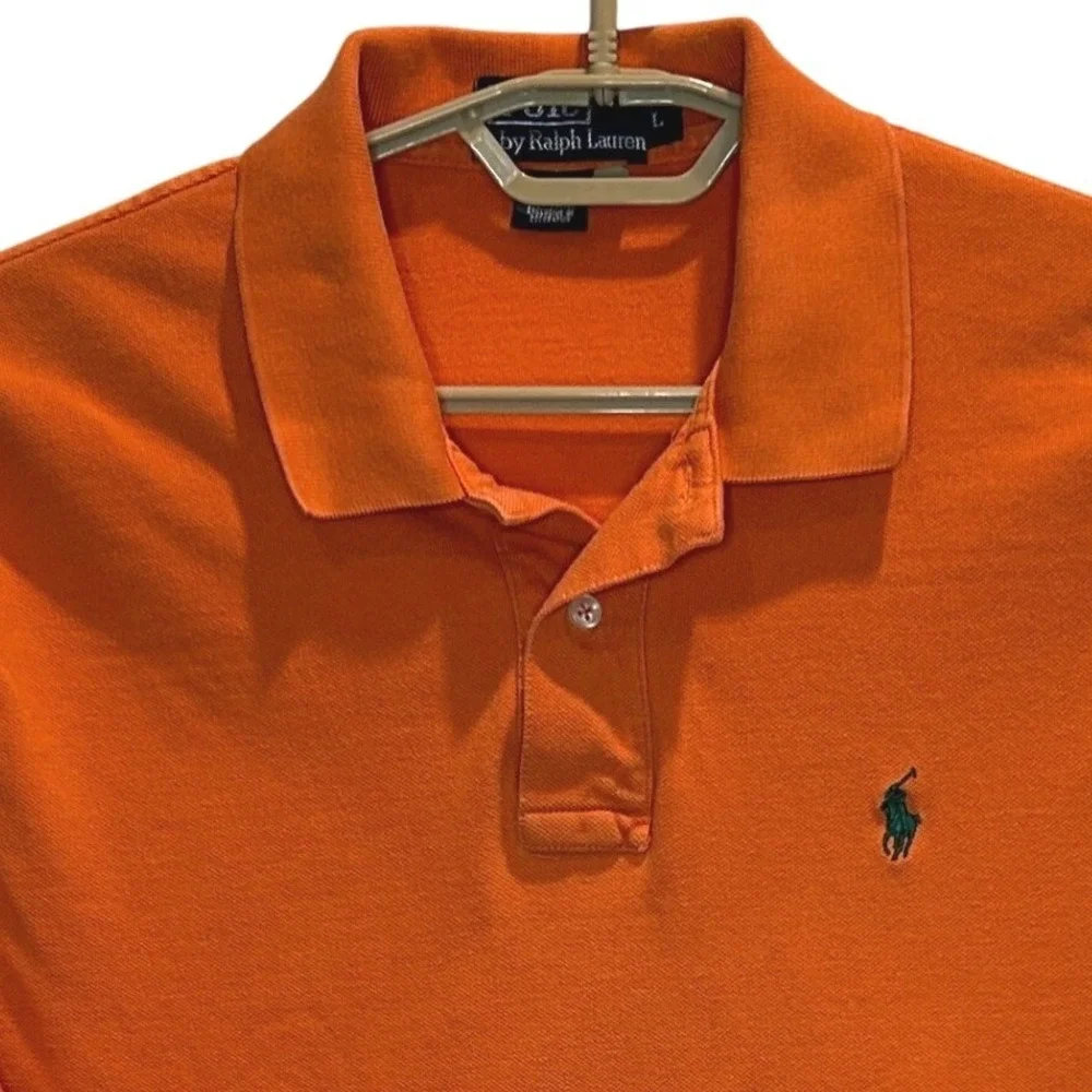 Polo Ralph Lauren Polo Shirt Large Men's Orange Short Sleeve Cotton Pony Logo